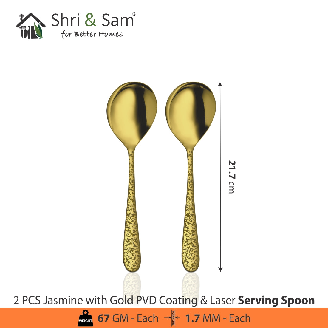 Stainless Steel Cutlery with Gold PVD Coating & Laser Jasmine