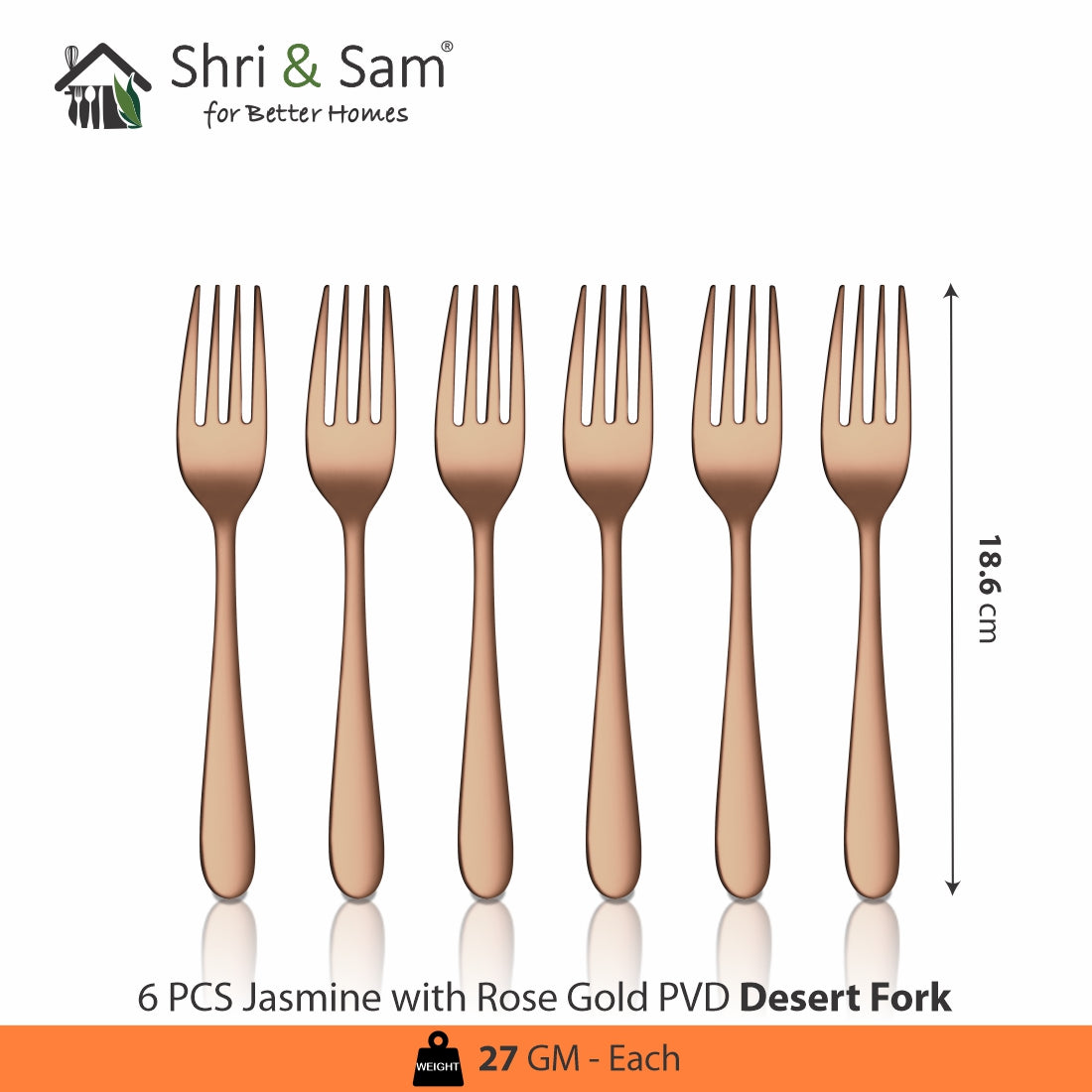 Stainless Steel Cutlery with Rose Gold PVD Coating Jasmine