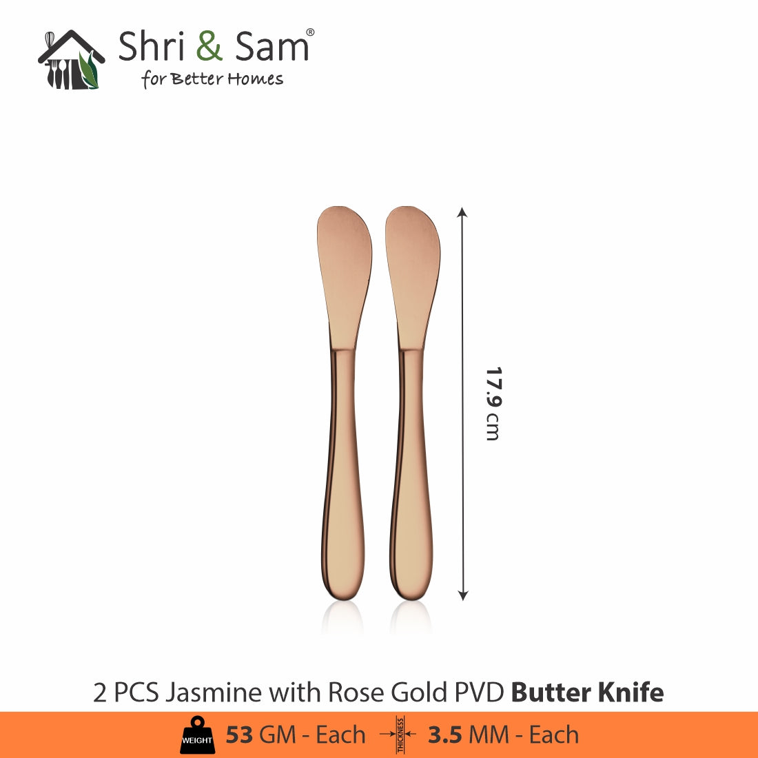 Stainless Steel Cutlery with Rose Gold PVD Coating Jasmine