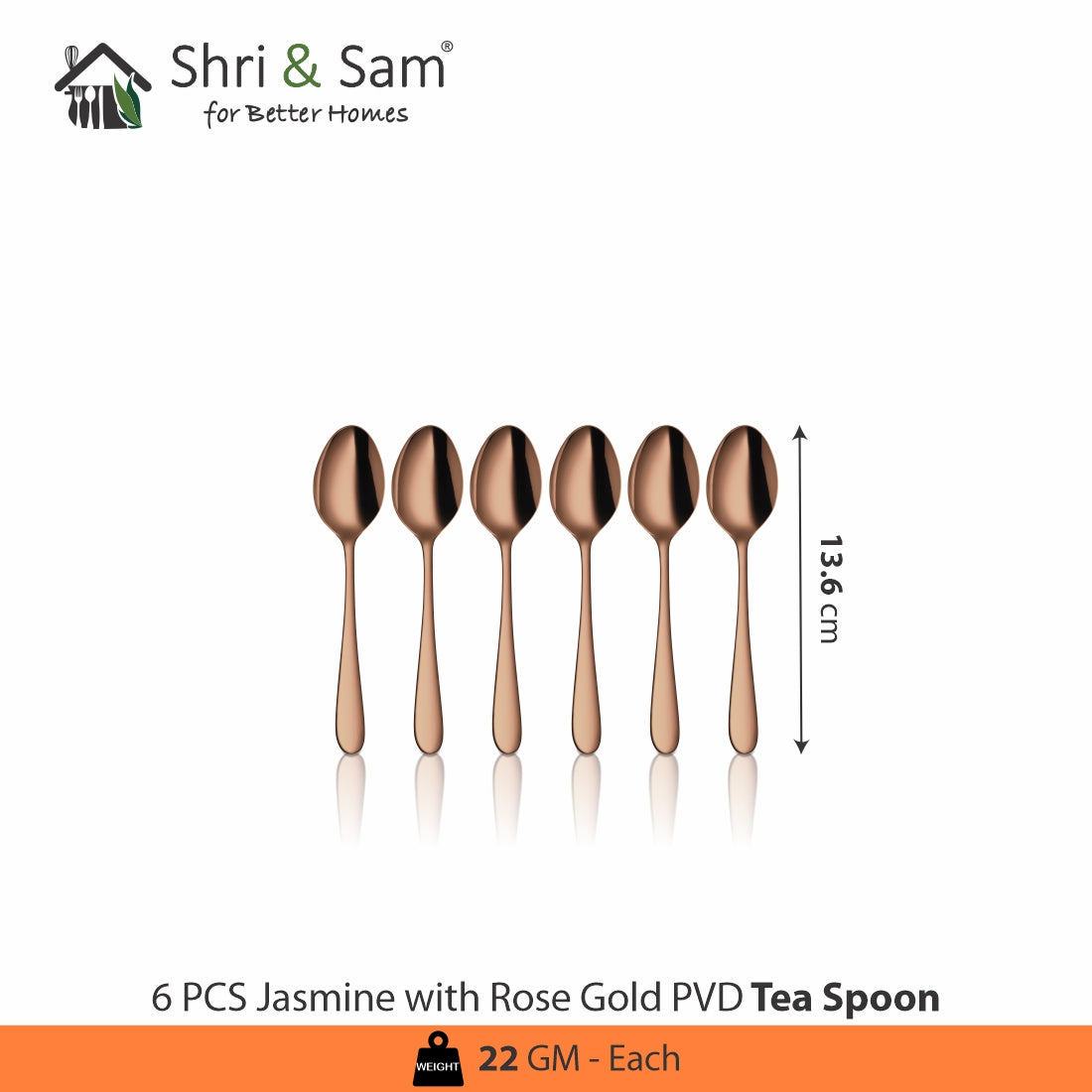 Stainless Steel Cutlery with Rose Gold PVD Coating Jasmine