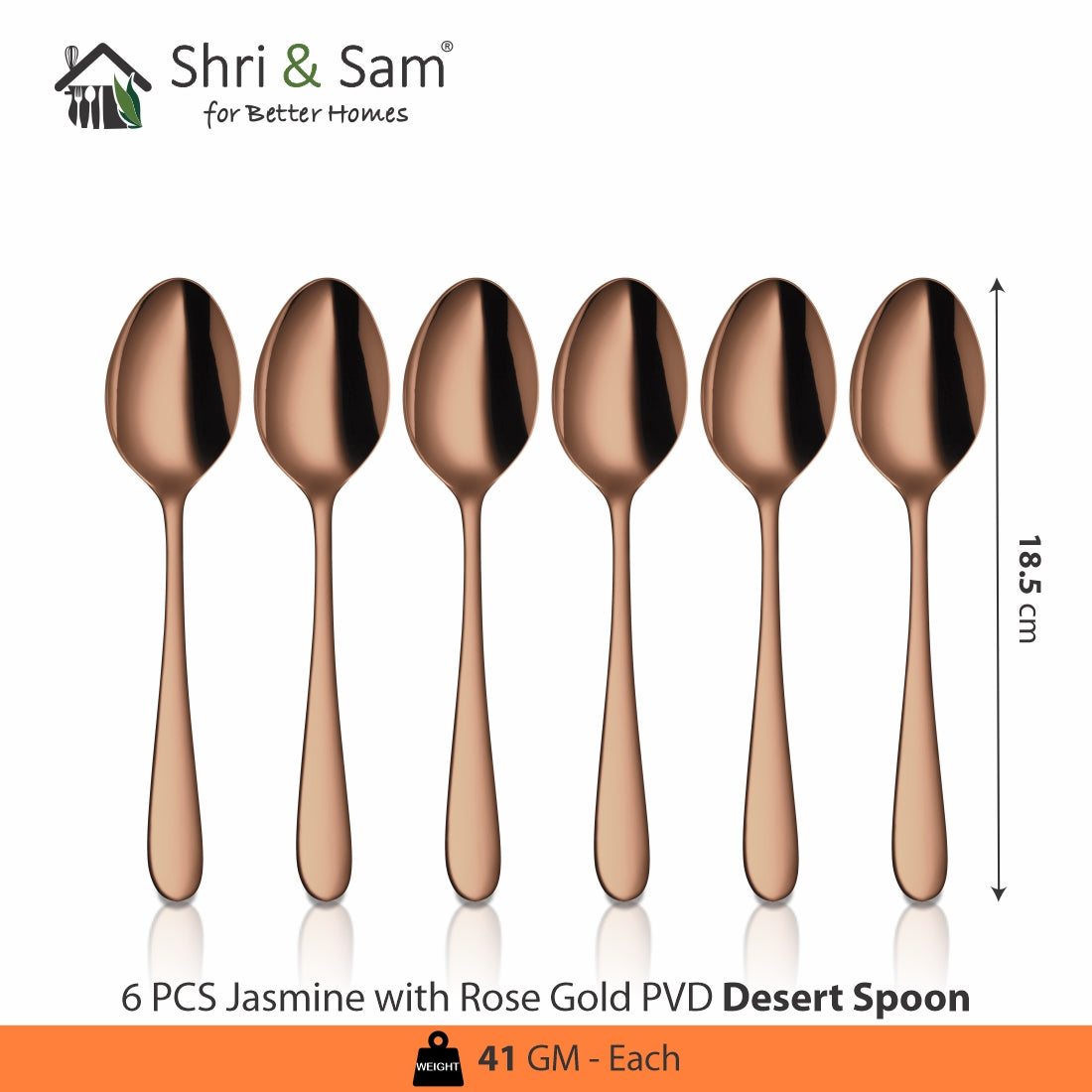 Stainless Steel Cutlery with Rose Gold PVD Coating Jasmine