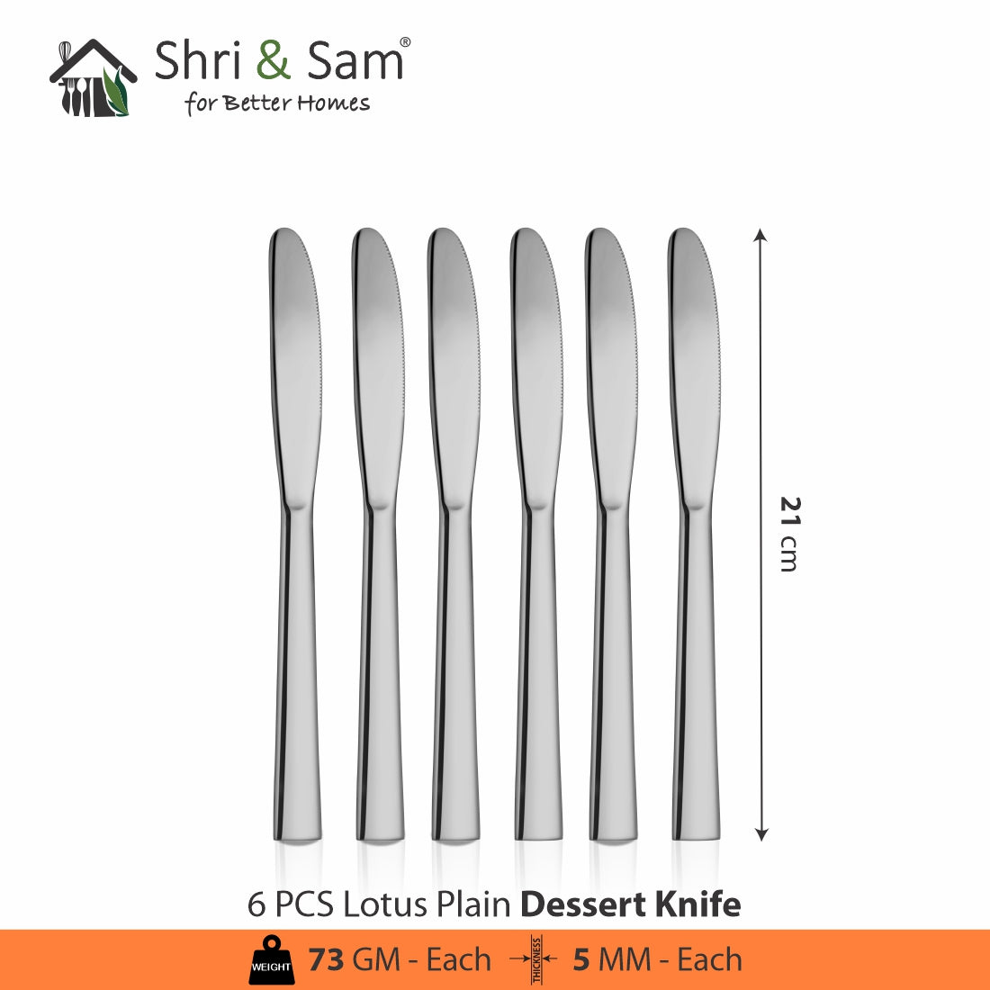 Stainless Steel 24 PCS Cutlery Set (6 Pcs Tea Spoon, 6 Pcs Dessert Spoon, 6 Pcs Dessert Fork and 6 Pcs Dessert Knife) with Leather Box Lotus Plain