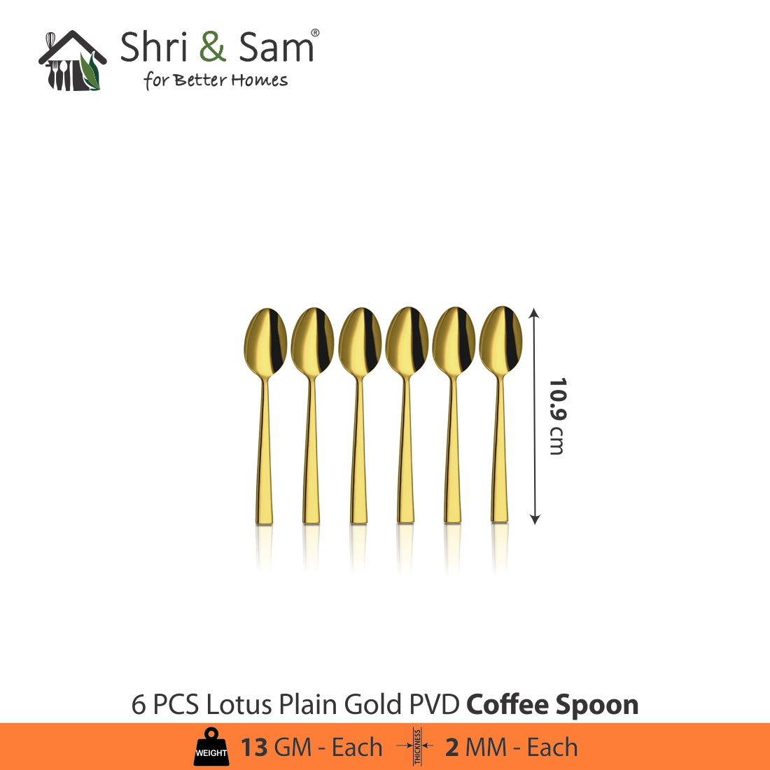 Stainless Steel Cutlery with Gold PVD Coating Lotus Plain