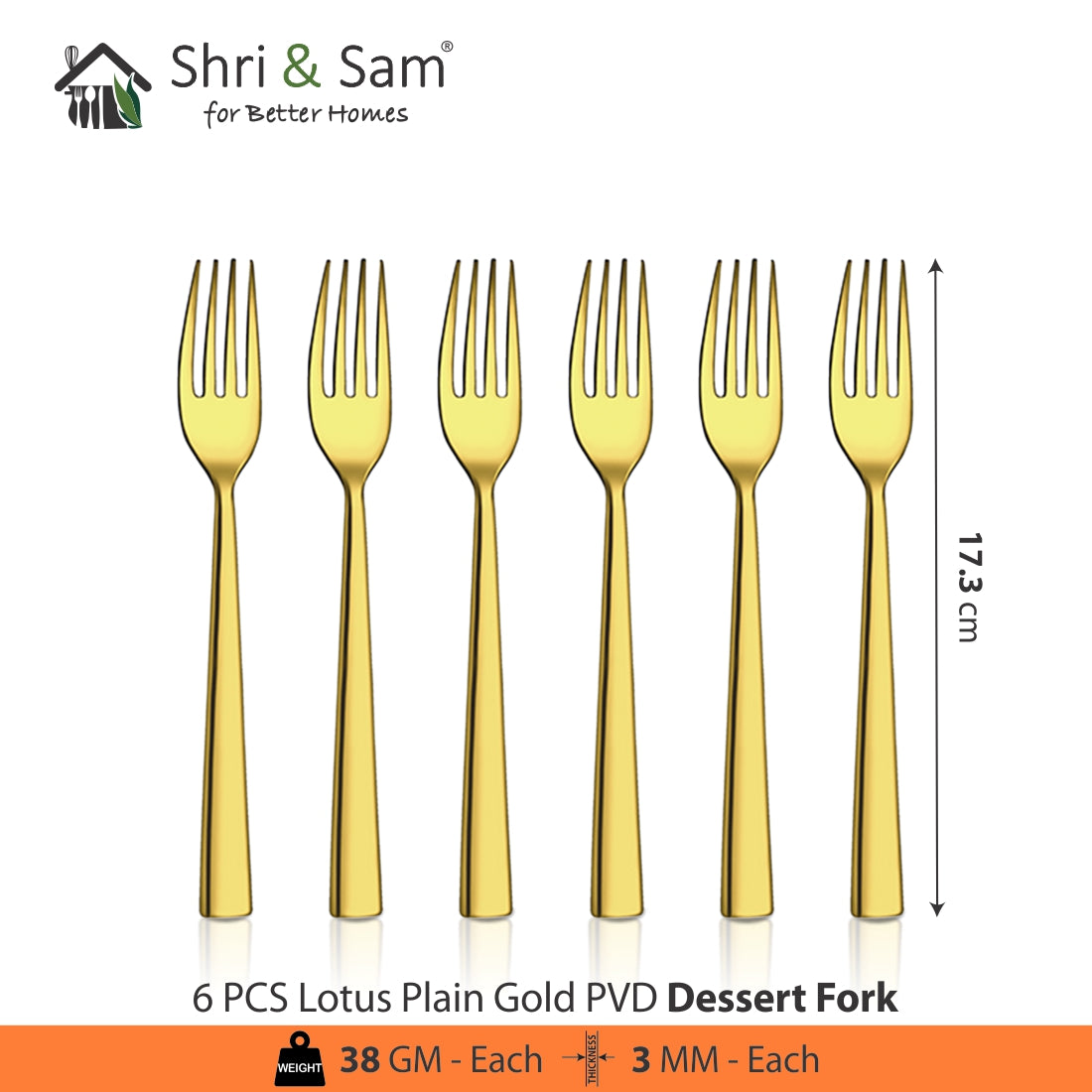 Stainless Steel Cutlery with Gold PVD Coating Lotus Plain