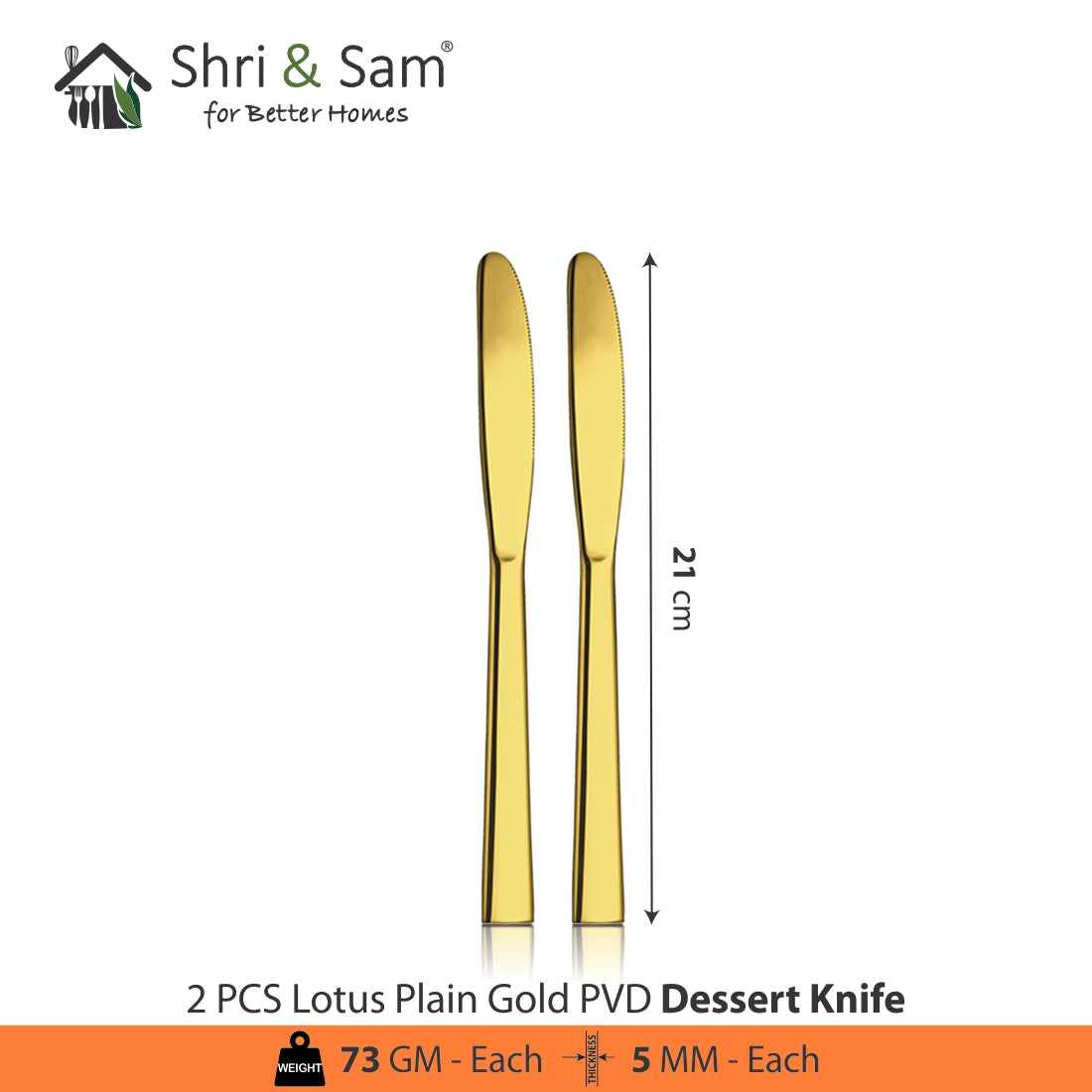 Stainless Steel Cutlery with Gold PVD Coating Lotus Plain