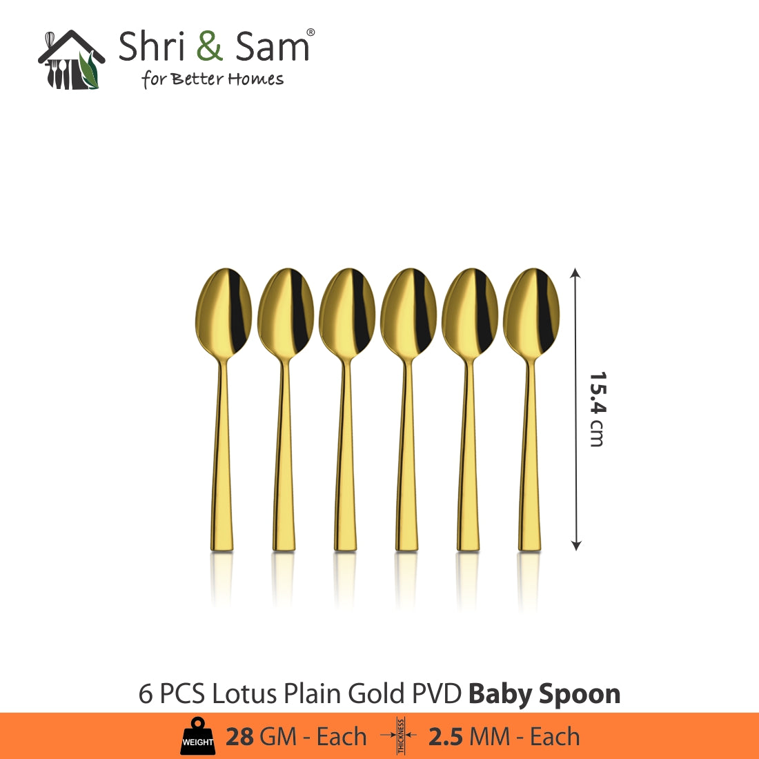 Stainless Steel Cutlery with Gold PVD Coating Lotus Plain