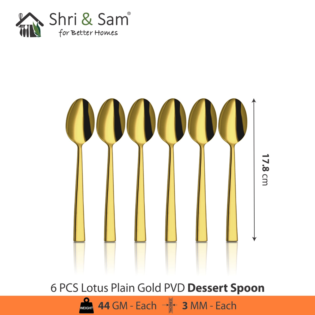 Stainless Steel Cutlery with Gold PVD Coating Lotus Plain