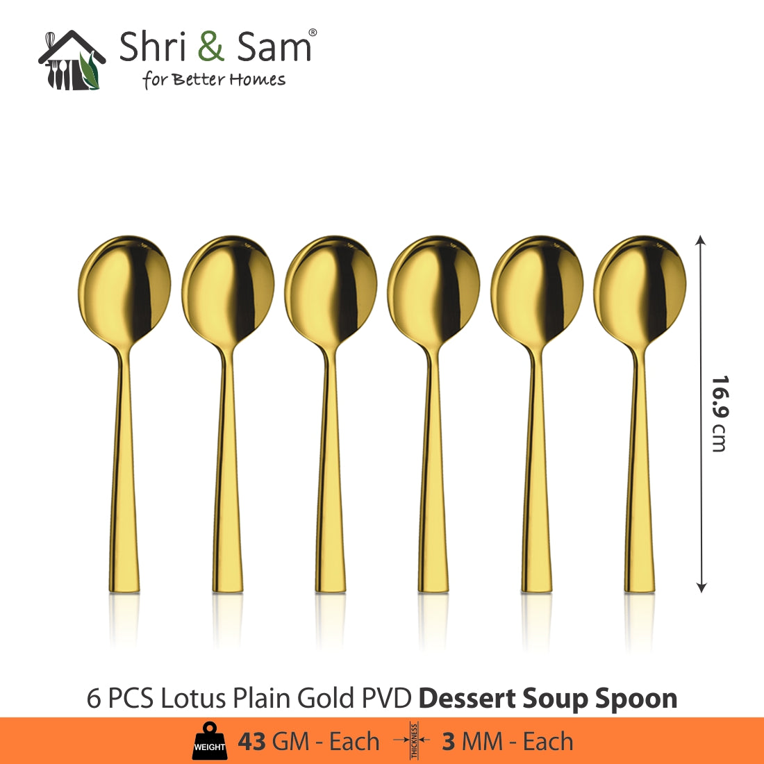 Stainless Steel Cutlery with Gold PVD Coating Lotus Plain