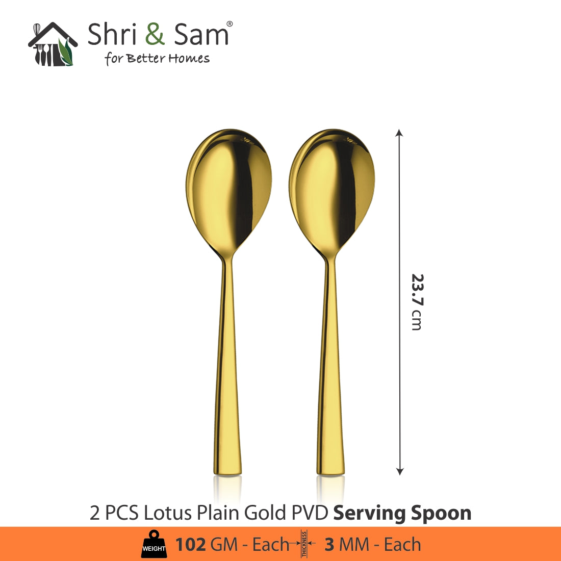 Stainless Steel Cutlery with Gold PVD Coating Lotus Plain