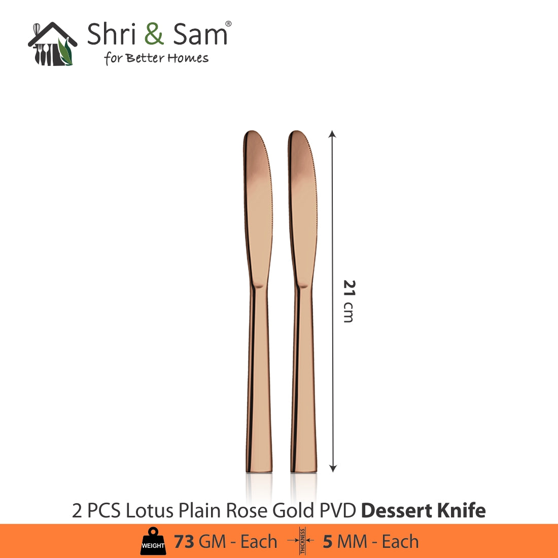 Stainless Steel Cutlery with Rose Gold PVD Coating Lotus Plain