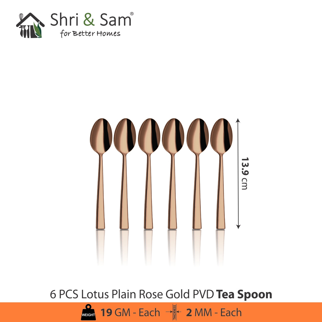 Stainless Steel Cutlery with Rose Gold PVD Coating Lotus Plain