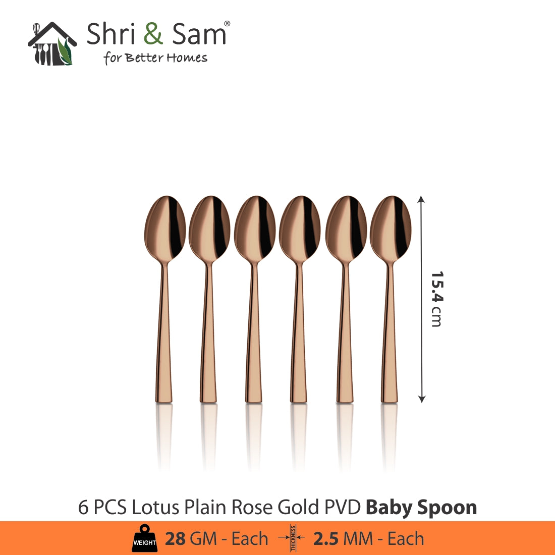 Stainless Steel Cutlery with Rose Gold PVD Coating Lotus Plain