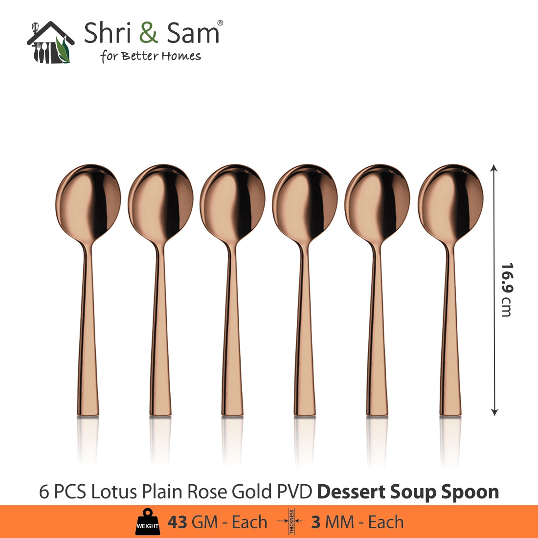 Stainless Steel Cutlery with Rose Gold PVD Coating Lotus Plain