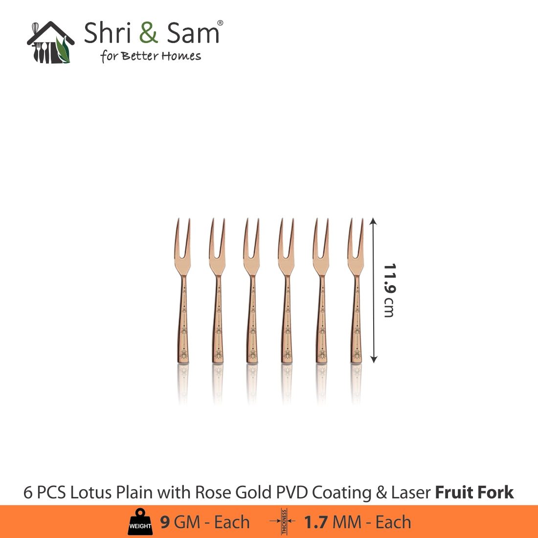 Stainless Steel Cutlery with Rose Gold PVD Coating & Laser Lotus Plain