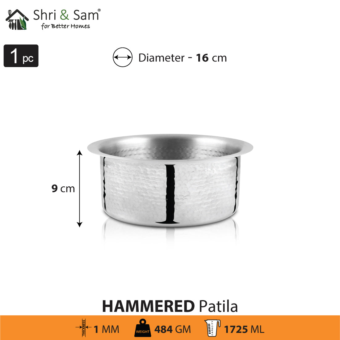 Stainless Steel Light Weight Hammered Patila