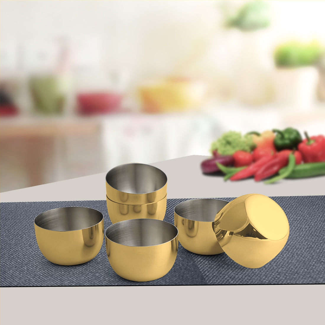 Stainless Steel 6 PCS Small Bowl with Gold PVD Coating Majestic
