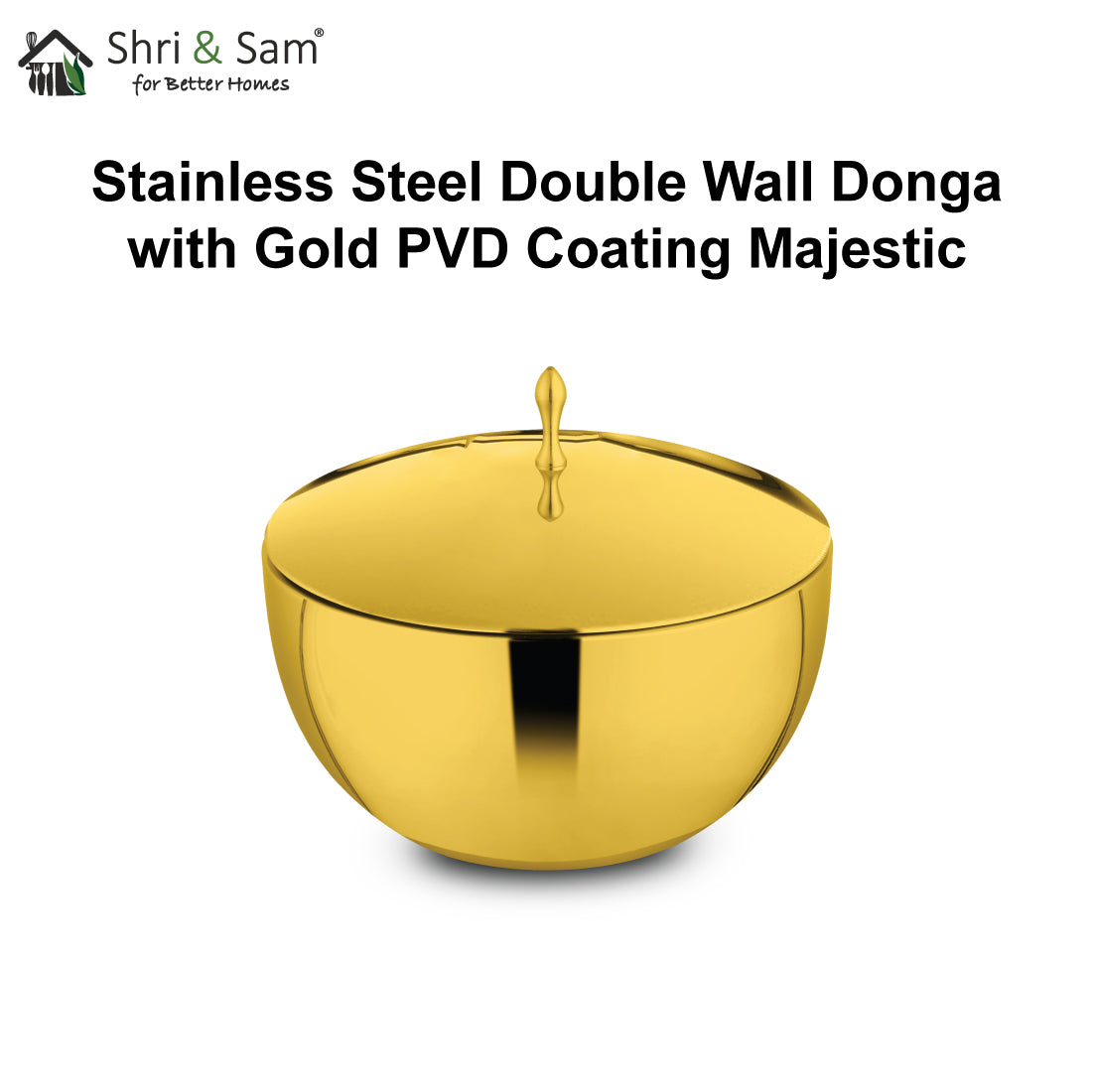 Stainless Steel Double Wall Donga with Gold PVD Coating Majestic