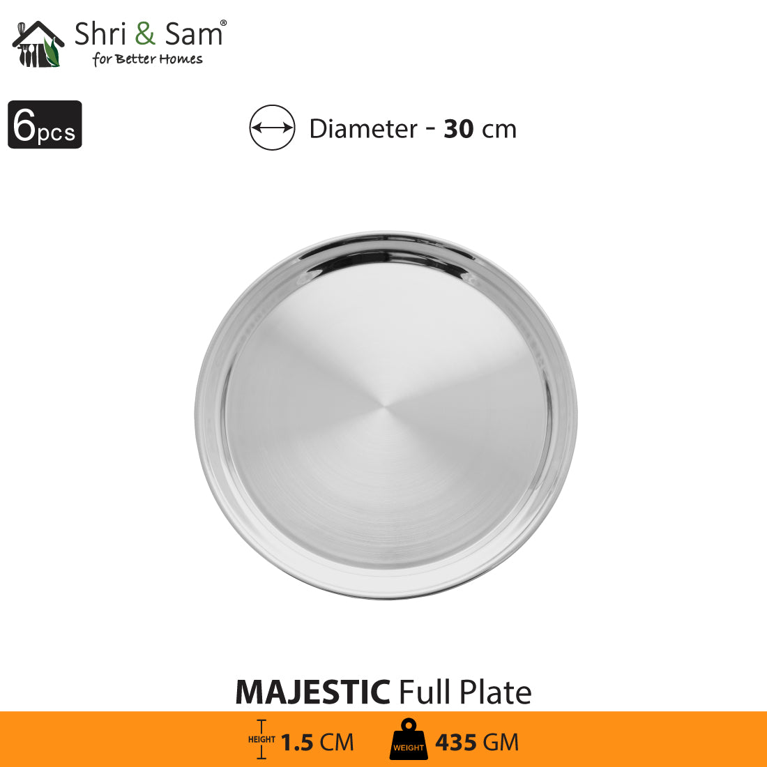 Stainless Steel 6 PCS Full Plate Majestic