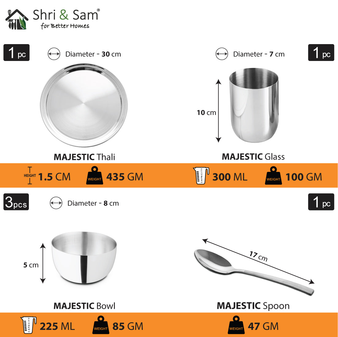 Stainless Steel Thali Set Majestic