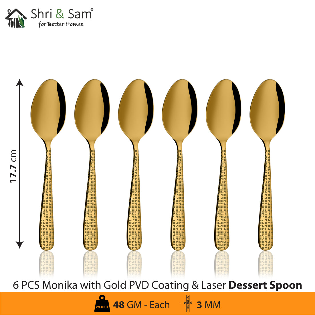 Stainless Steel Cutlery with Gold PVD Coating & Laser Monika