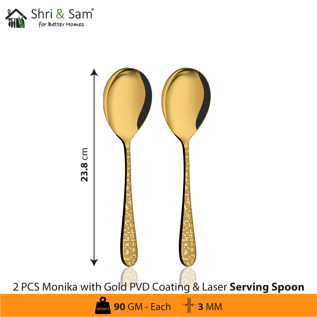 Stainless Steel Cutlery with Gold PVD Coating & Laser Monika