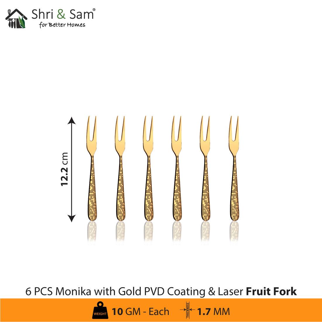 Stainless Steel Cutlery with Gold PVD Coating & Laser Monika