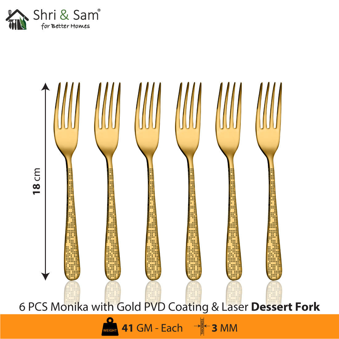 Stainless Steel Cutlery with Gold PVD Coating & Laser Monika