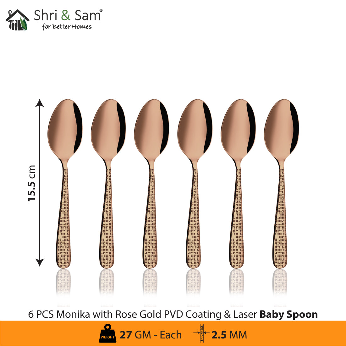 Stainless Steel Cutlery with Rose Gold PVD Coating & Laser Monika