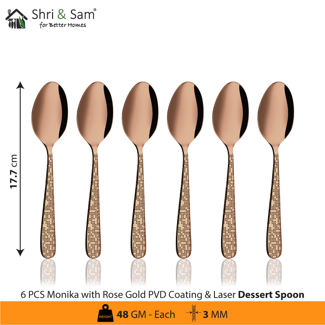 Stainless Steel Cutlery with Rose Gold PVD Coating & Laser Monika