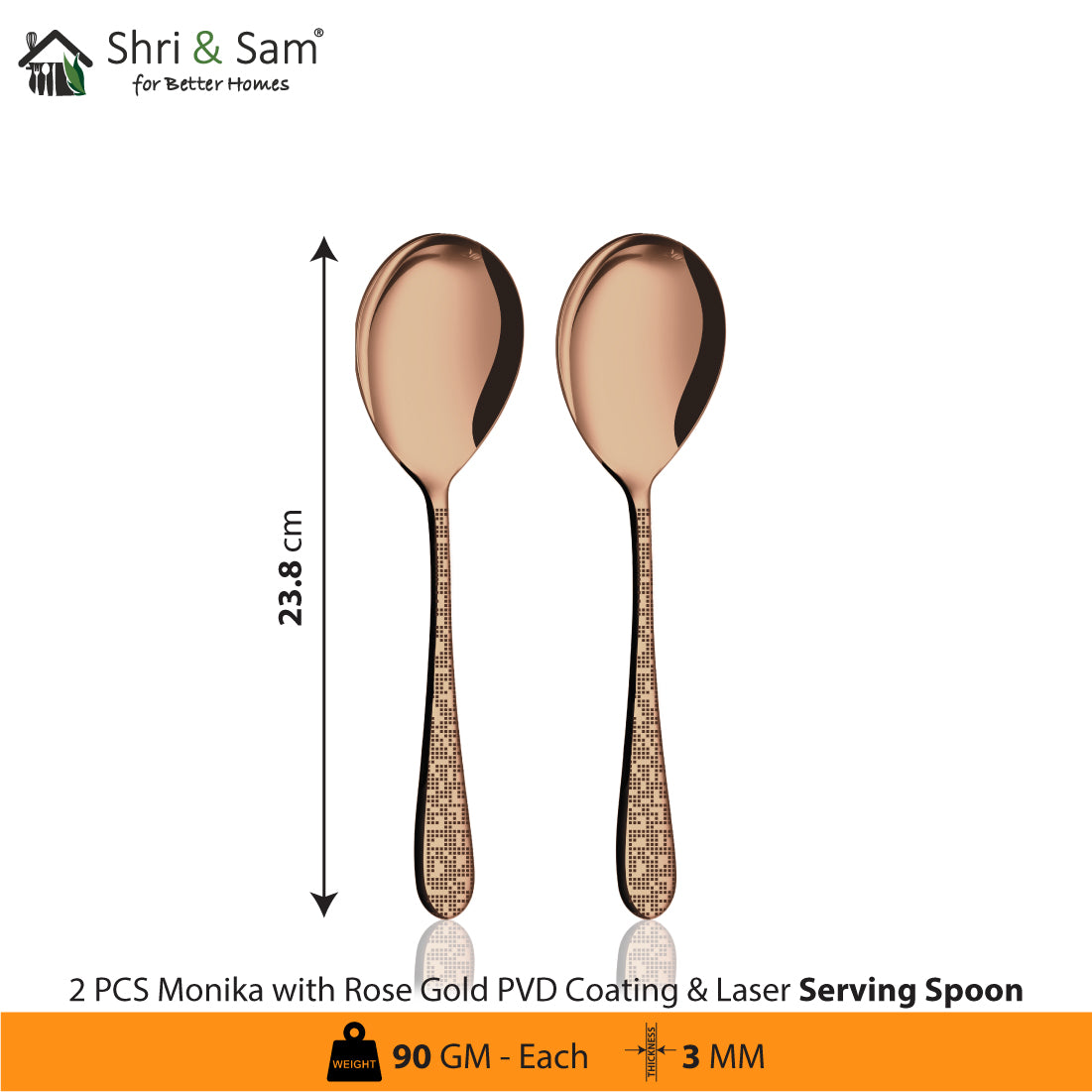 Stainless Steel Cutlery with Rose Gold PVD Coating & Laser Monika