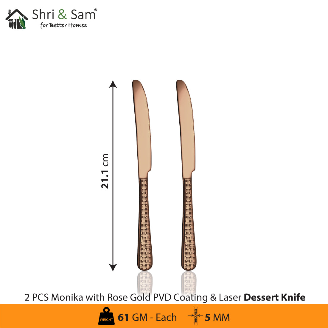 Stainless Steel Cutlery with Rose Gold PVD Coating & Laser Monika