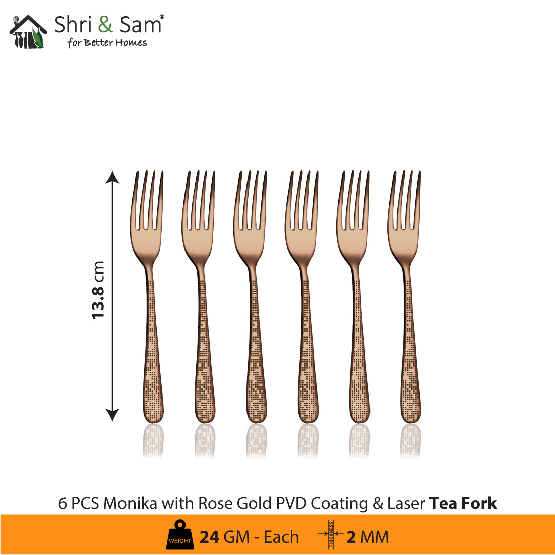 Stainless Steel Cutlery with Rose Gold PVD Coating & Laser Monika