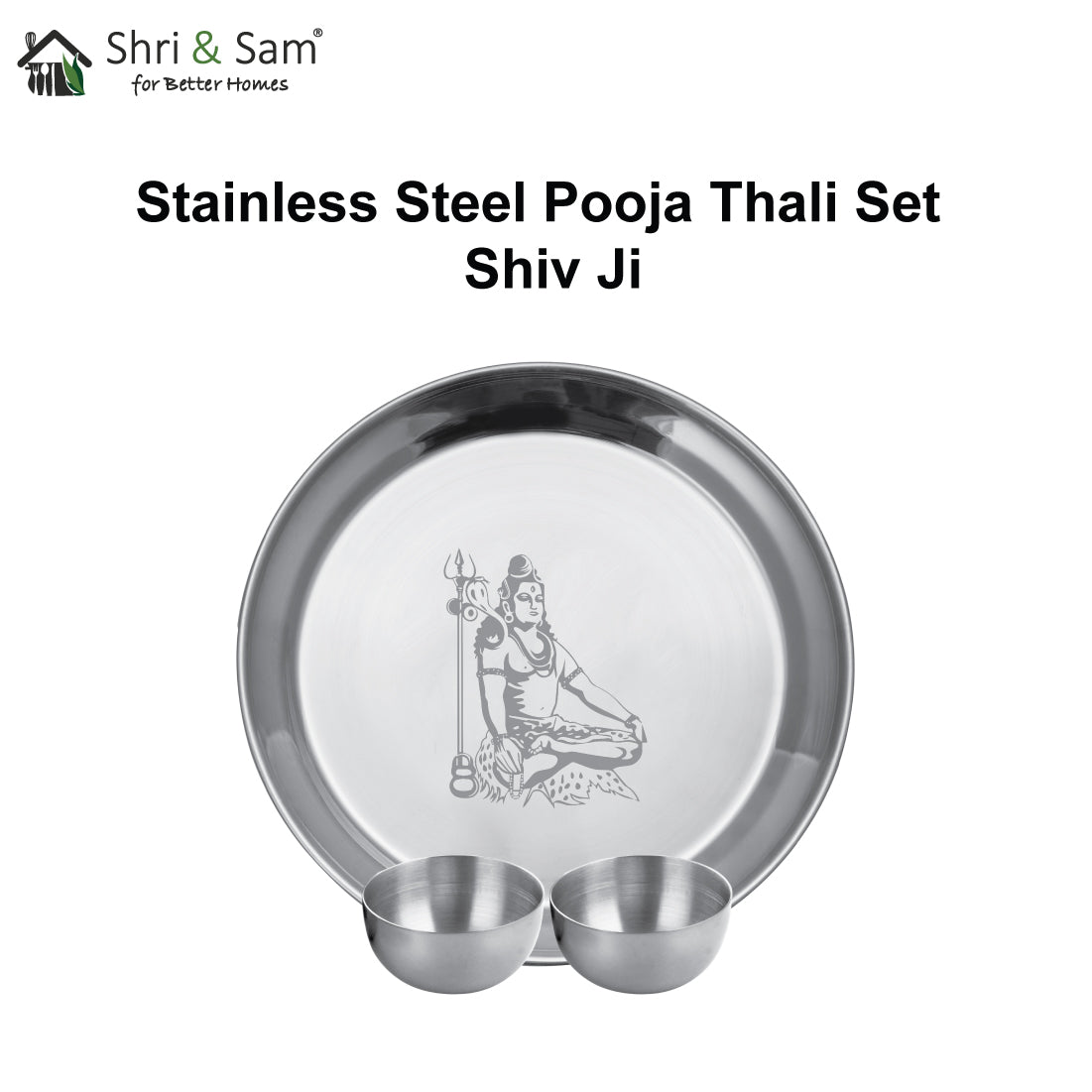 Stainless Steel Pooja Thali Set Shiv