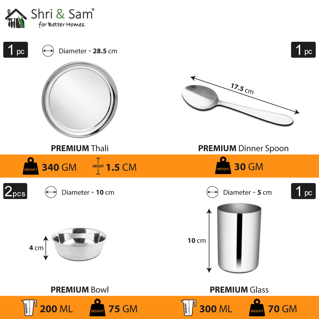 Stainless Steel Thali Set Premium