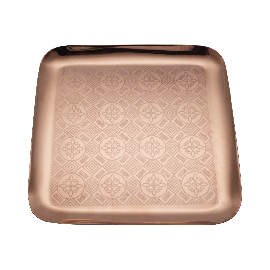 Stainless Steel Square Tray with Rose Gold PVD Coating and Laser Robusto