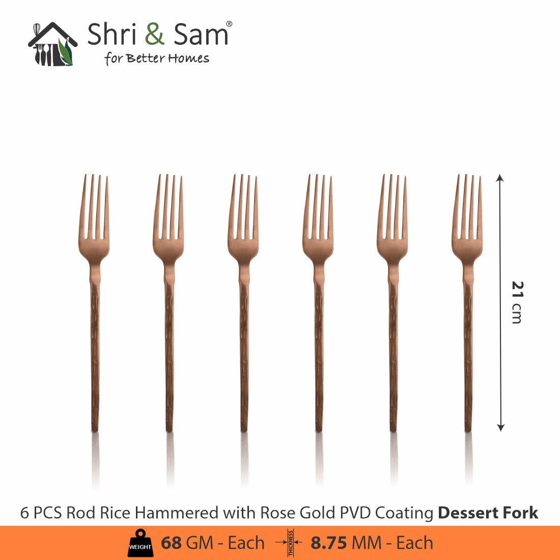 Stainless Steel Hand Crafted 24 PCS Cutlery Set with PVD Coating Rod Rice Hammered