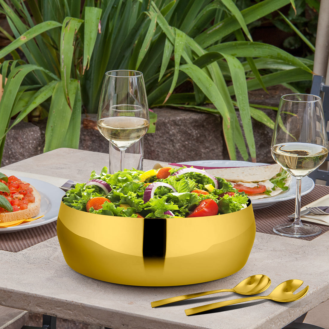 Stainless Steel 3 PCS Salad Bowl with Gold PVD Coating Majestic