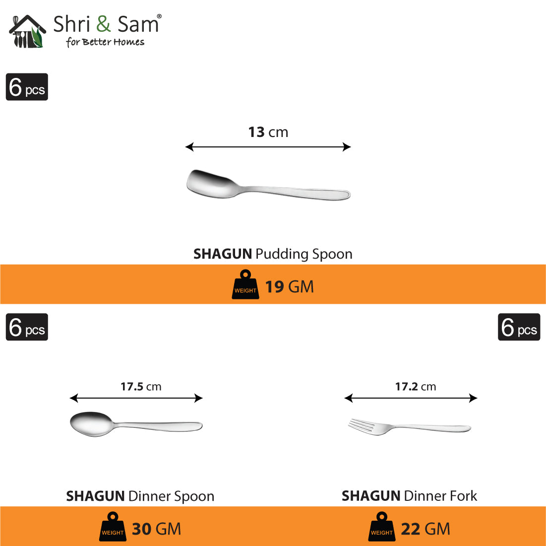 Stainless Steel 68 PCS Dinner Set (6 People) Shagun