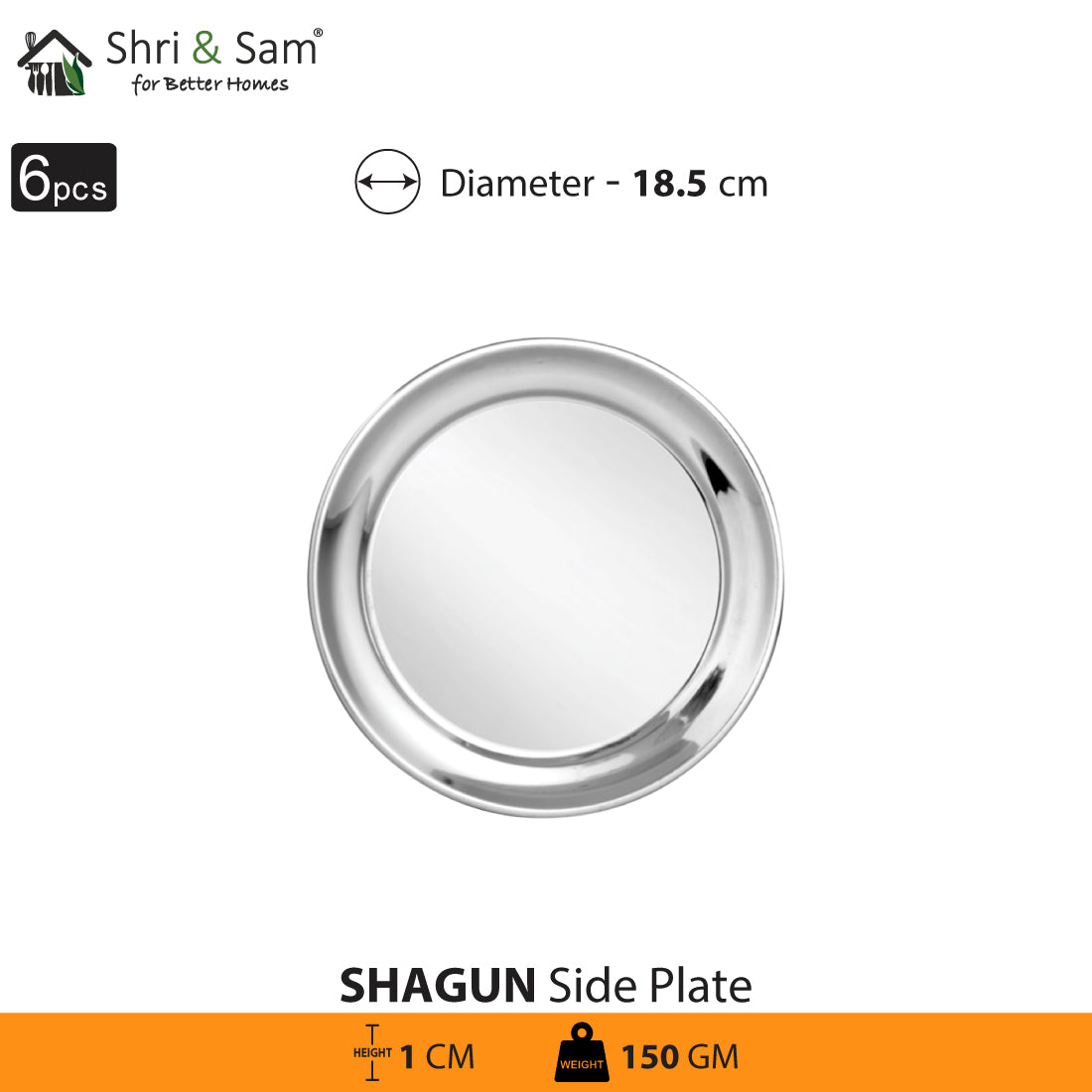 Stainless Steel 6 PCS Side Plate Shagun