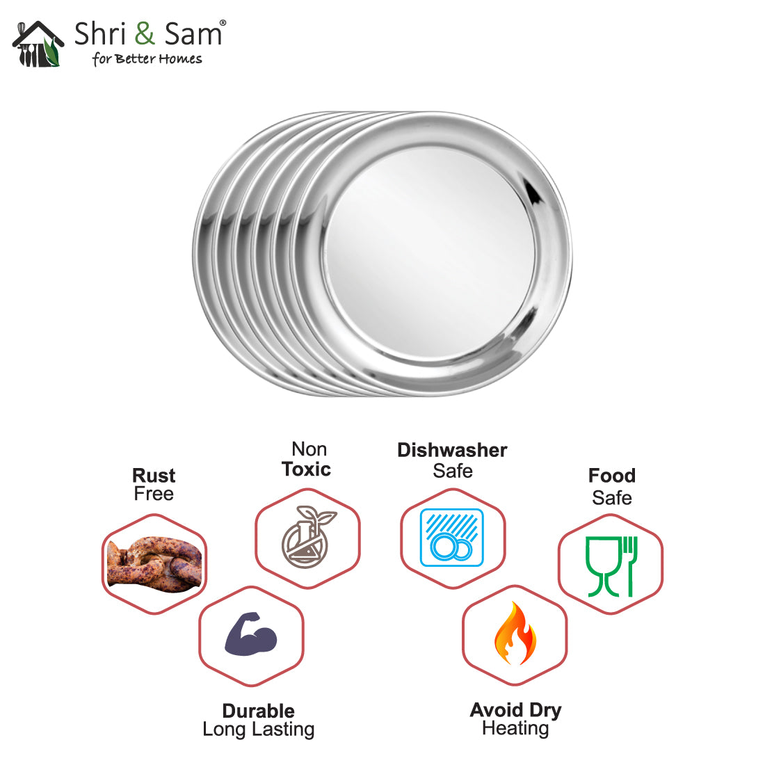 Stainless Steel 6 PCS Side Plate Shagun