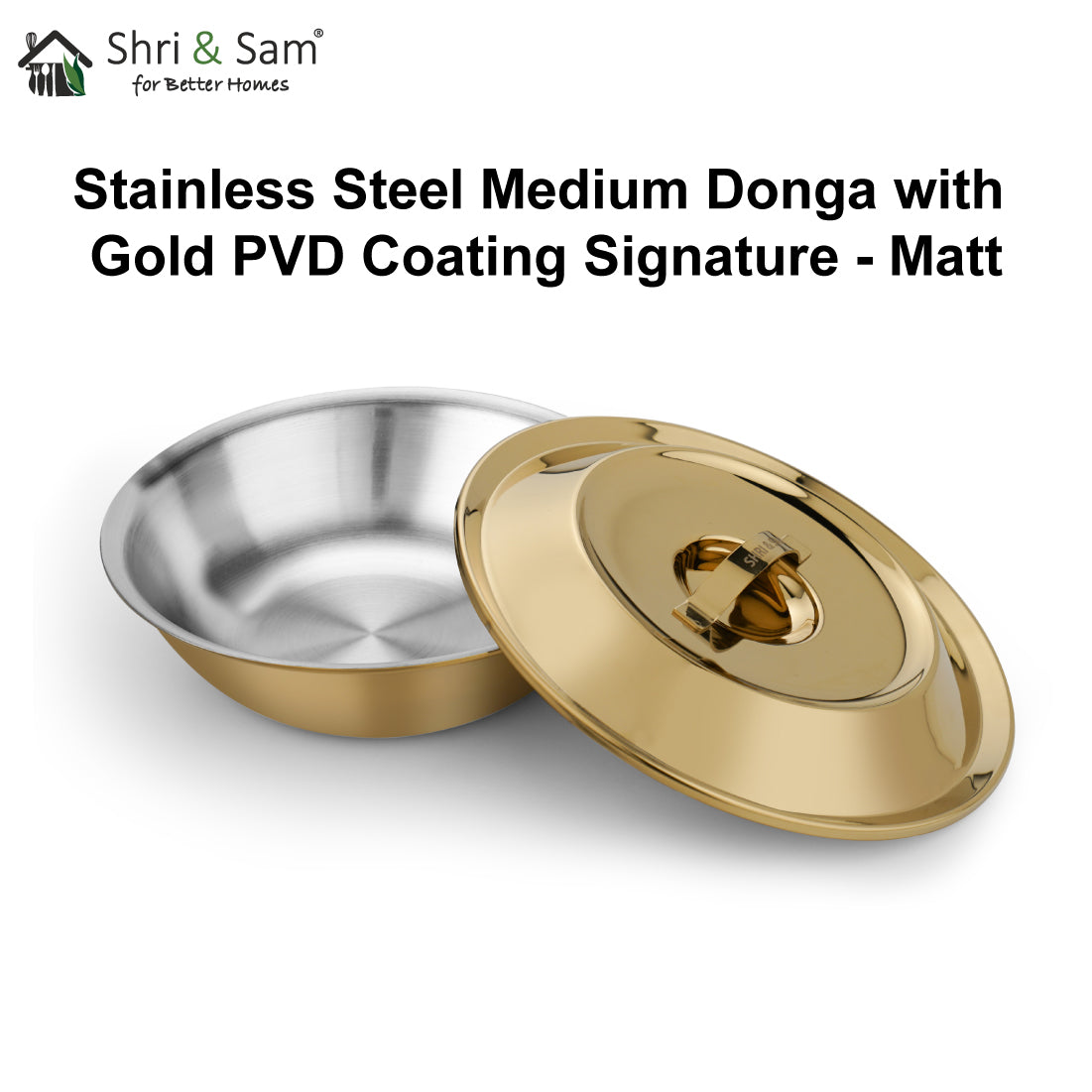 Stainless Steel Medium Donga with Gold PVD Coating Signature - Matt