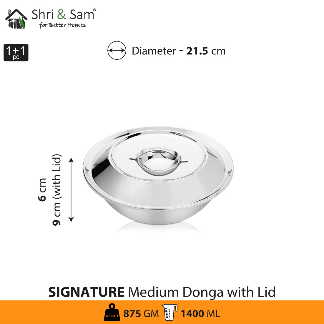Stainless Steel Medium Donga Signature - Shiny