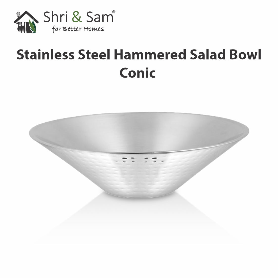 Stainless Steel Hammered Salad Bowl Conic