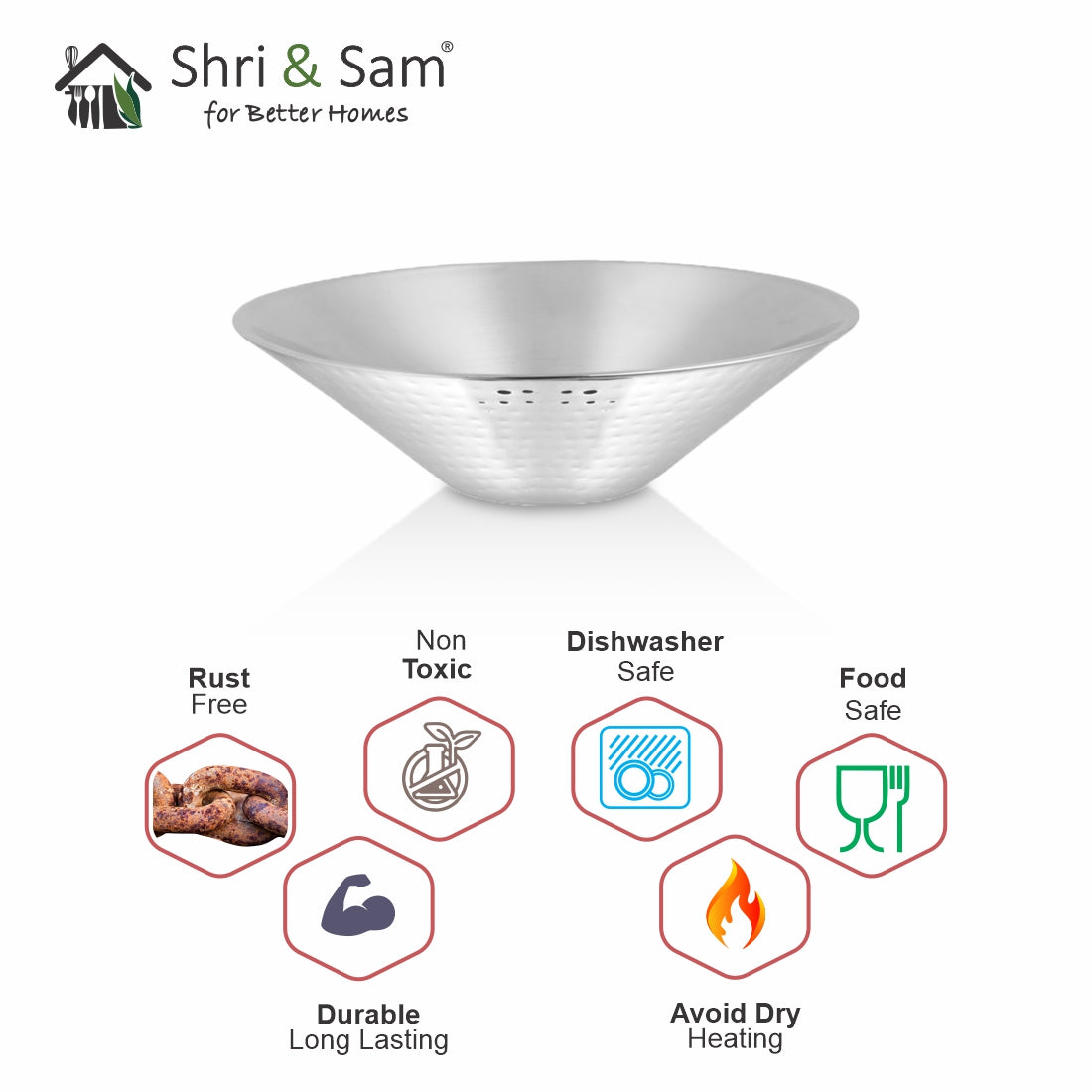 Stainless Steel Hammered Salad Bowl Conic
