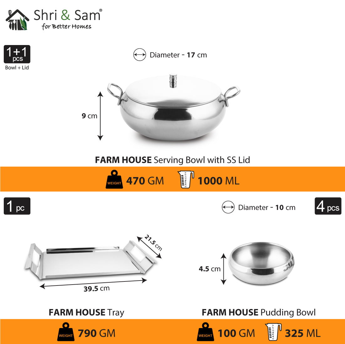 Stainless Steel Serving Set Farm House