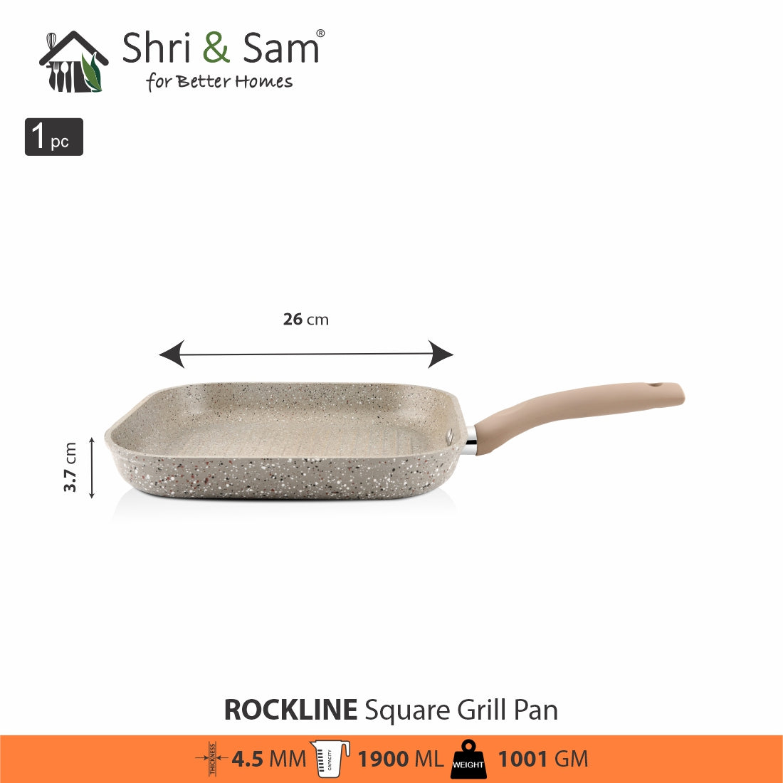 Aluminium Non-Stick Square Grill Pan Rockline