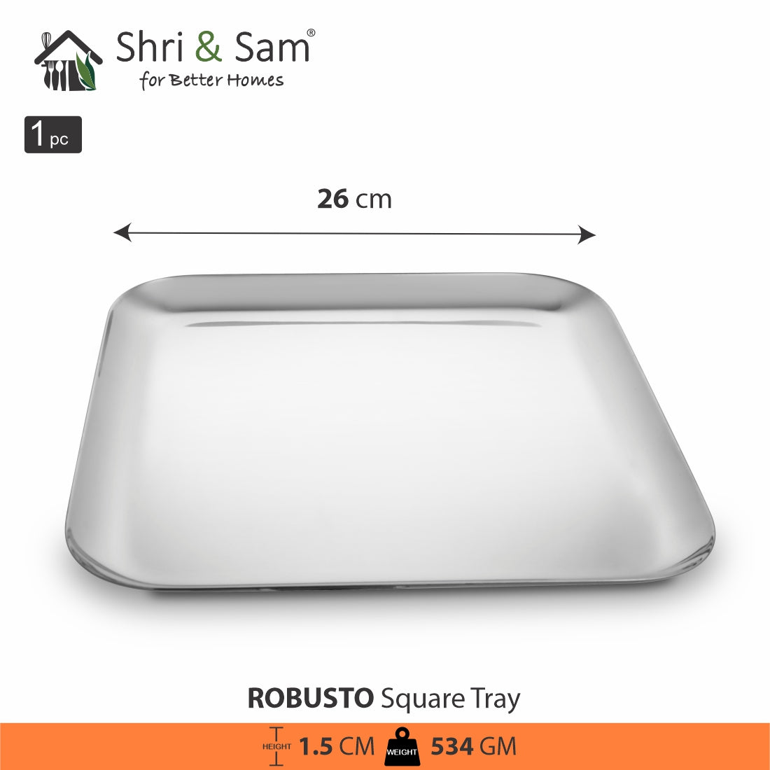 Stainless Steel Square Tray Robusto