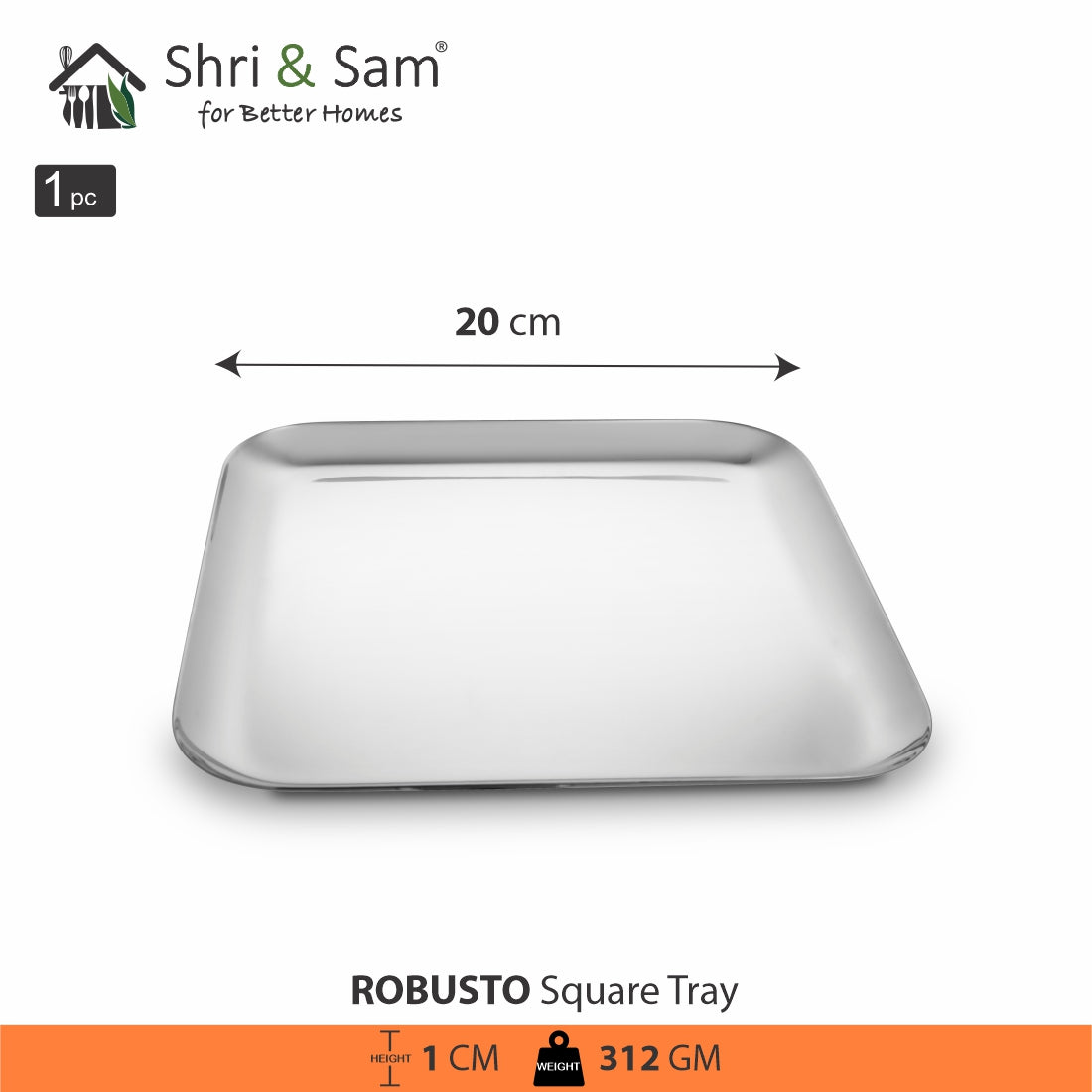 Stainless Steel Square Tray Robusto