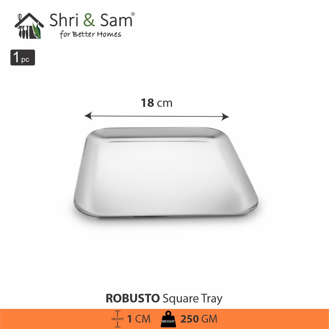 Stainless Steel Square Tray Robusto