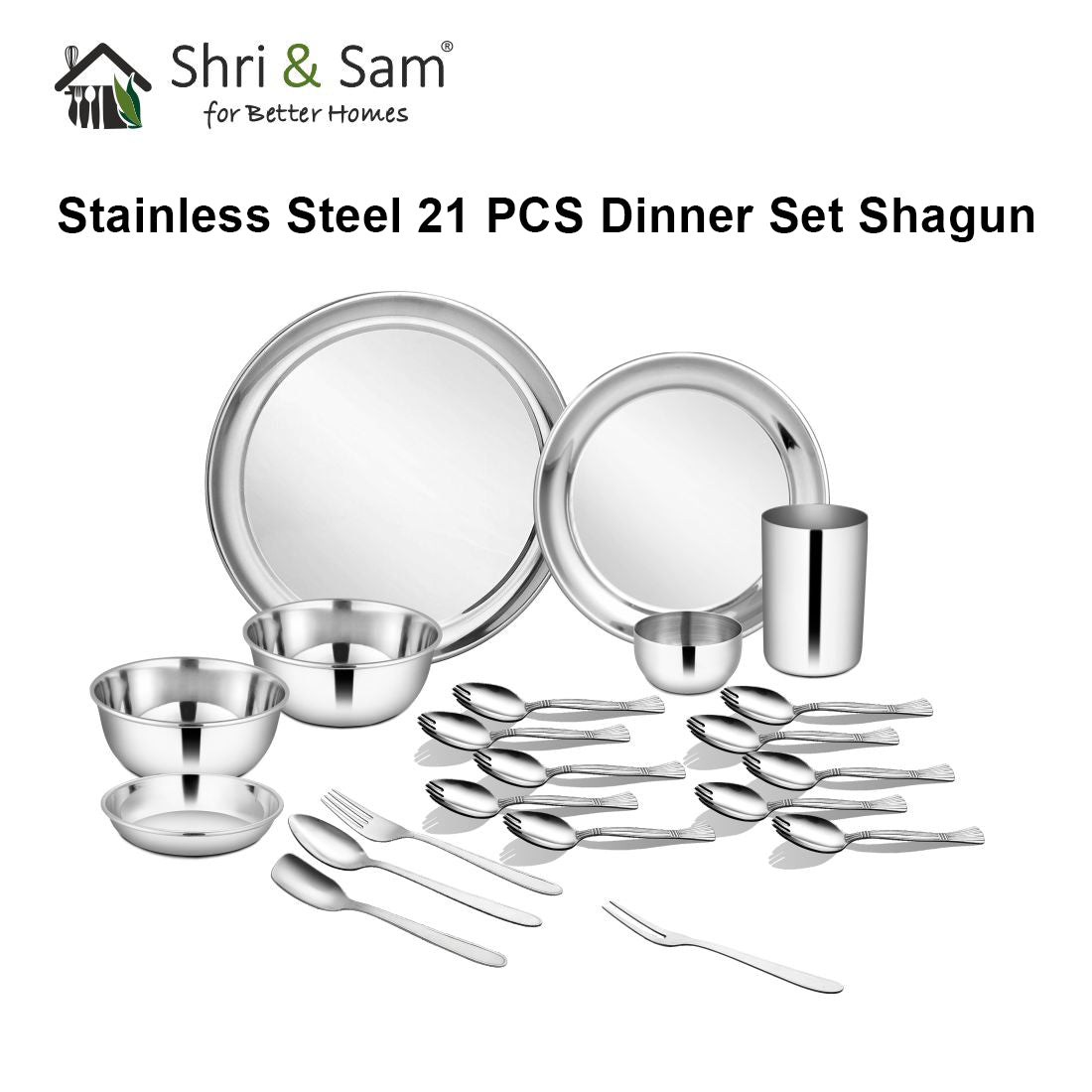 Stainless Steel 21 PCS Dinner Set (1 Person) Shagun